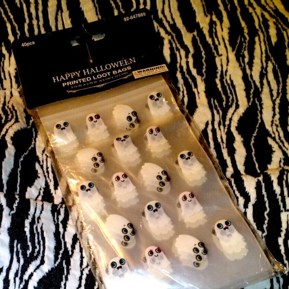 40 pcs Happy Halloween ghost Loot Bags Zip-Seal 5.75"x3.75" - Picture 3 of 6